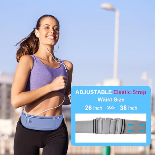 Image of Slim Running Belt for Women Men,Runners Fanny Pack Phone Holder,Money Belt,Running Gear Accessories,with 3 Pockets.(Blue)