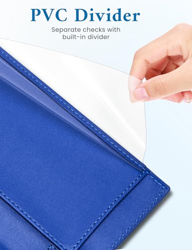 Image of Zreal Checkbook Cover for Women, Premium Vegan Leather Checkbook Holder for Top & Side Tear Duplicate Checks with RFID Blocking (Pure Blue)