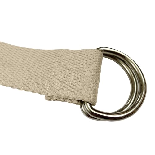Oneyijun Tressé Toile Ceinture Femmes Hommes avec Double Argent Métal Boucle d'anneau en D Décontractée Unisexe 113cm – vue 5