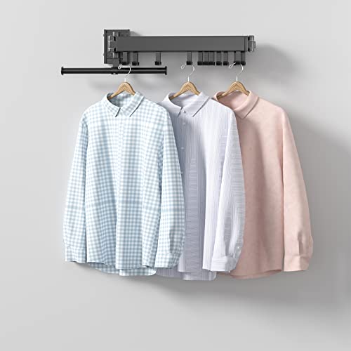 Lqqbox Tri-Fold Wall Mounted Clothes Drying Rack, Laundry Drying Rack, Space Saver Clothes Rack, Easy To Install, Retractable Foldable Design For Your Family (Black) #TOP6