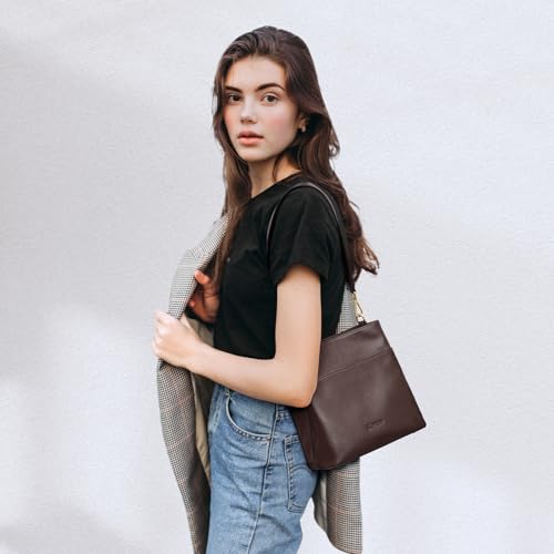 Image of Kattee Leather Handbags for Women 2026, Soft Shoulder Tote Crossbody Purses Bucket Bags with 2 Detachable Straps