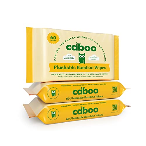 Caboo Tree-Free Bamboo Toilet Paper (12 Rolls) + Caboo Bamboo Flushable Wipes (Pack Of 3-60 Count Each Pack) #TOP2