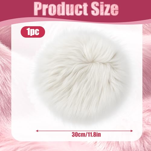 Tapete redondo blanco de peluche sintético 30 cm miniatura 2