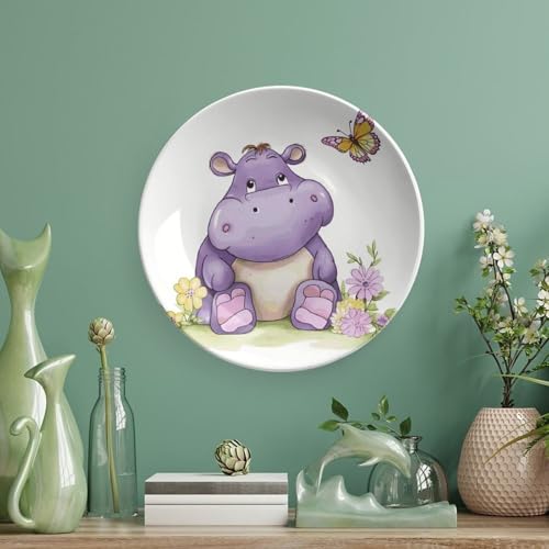 Plato decorativo de porcelana con diseño de mariposa y hipopótamo miniatura 5
