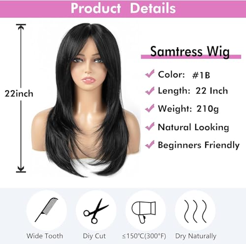 Full Head Hair Wig for Women | Centre Parting Natural Black Straight Hair | Japanese Kankelon Synthetic Fiber | Cosplay & Hair Loss Solution | Includes Comb & Wig Cap