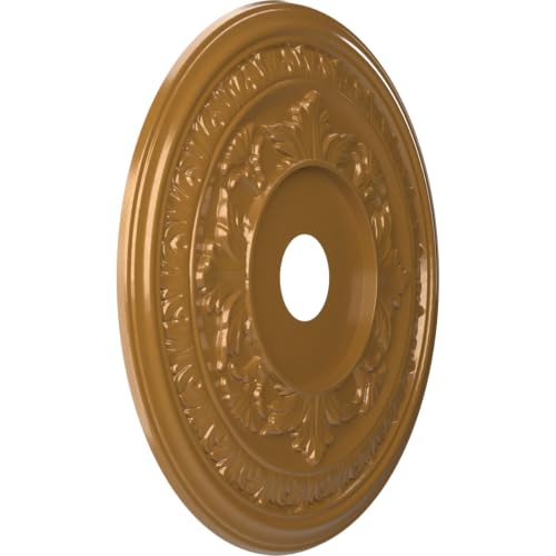 Image of Ekena Millwork CMP22BADVG Baltimore Thermoformed PVC Ceiling Medallion (Fits Canopies up to 7 3 /4 inch), 22 inchOD x 3 1 /2 inchID x 1 inchP, Universal Aged Metallic Vintage Gold