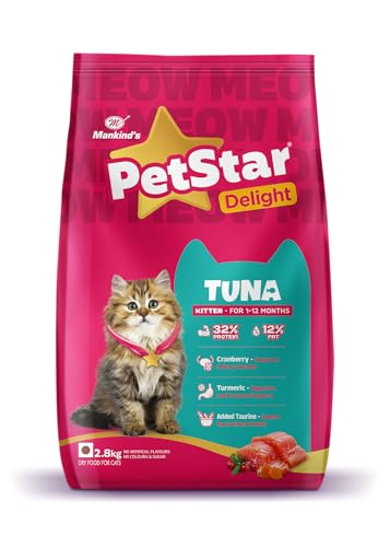 Image of Mankind PetStar Kitten Cat Food - Tuna Flavour (2.8 Kg) | Complete & Balanced Nutrition for Healthy Growth, Digestive & Hairball Care