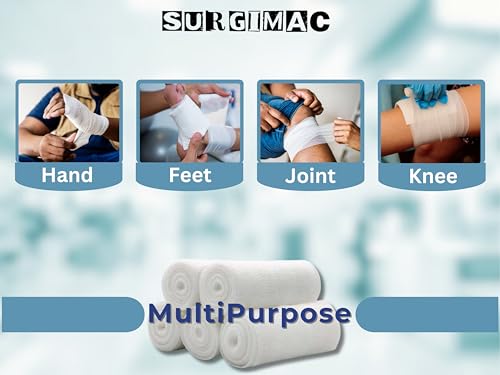 SurgiMac First Aid Gauze Bandage Rolls, 100% algodón, construcción de 6 capas, 4.5 pulgadas x 4.1 yardas, flexible, no estéril, 100 rollos por caja miniatura 5