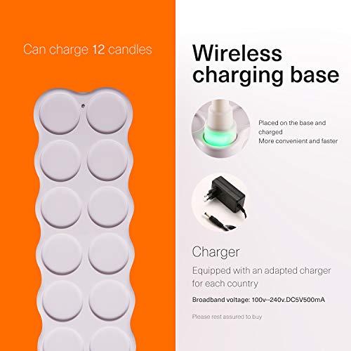 Image of QSPORTPEAK LED Wireless Inductive Rechargeable LED Candles & Inductive Charging Base,Flameless Flickering LED Candles Light for Home Decor Birthday, Churches, Christmas, Hallow,Set of 12 pcs