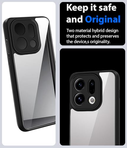 Image of KAPAVER Essential Back Cover Case Compatible with Oppo Find X9 (PC+TPU) (Oppo Find X9 - Black)