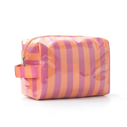 Bolsa de maquillaje impermeable AUONY a rayas para lucir un estilo perfecto en la playa