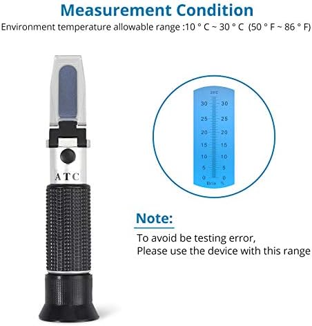 Proster Brix Refractometer with ATC Brix 0-32% with 3 Pipette Portable Hand Held Refractometer for Sugar Content Test of Sugar Food Honey Fruit Beverages etc