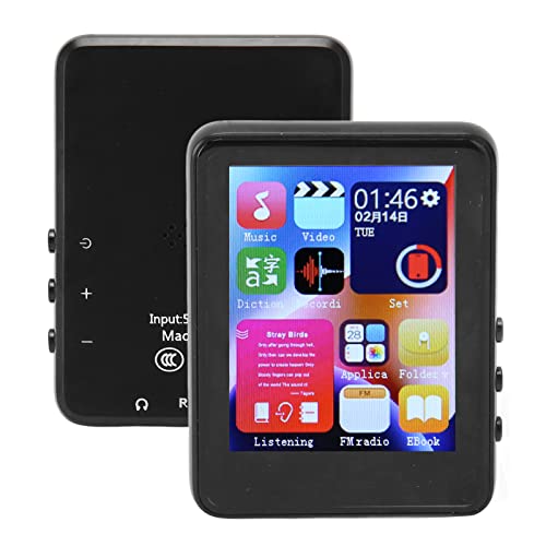 MP3 Player with Bluetooth, 4GB 2.4 Inch HD Full MP3 MP4 Player Portable Music Player with FM Radio, E Books, Voice Recorder, Support 256GB (Black)