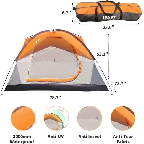 Carpa Familiar para 2-3 Personas, Impermeable Naranja miniatura 2