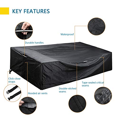 Patio Furniture Set Cover Outdoor Sectional Sofa Set Covers Outdoor Table and Chair Set Covers Water Resistant Large 126" L x 64" W x 28" H - Thumbnail 2