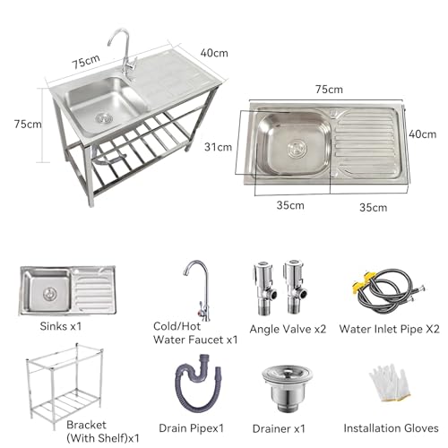 Évier portable avec robinet eau chaude froide pour local technique