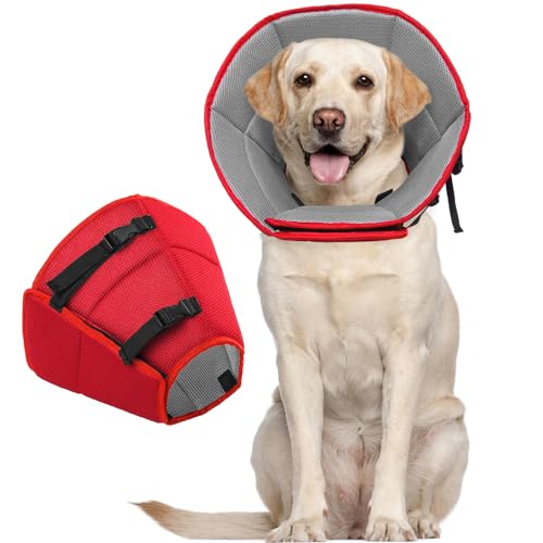 Kuoser Soft Dog Cone Collar, Adjustable Recovery Collar for Dogs - XL, Anti-Bite, Quick Healing After Surgery
