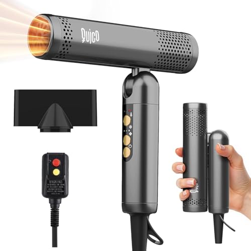 Quico Travel Hair Dryer Dual Voltage 120 000 RPM Fast Drying BLDC Pocket Hair Dryers for Women with Concentrator 500M Negative Ions Foldable Blow Dryer with Cold 3 Heat&3 Speed Settings