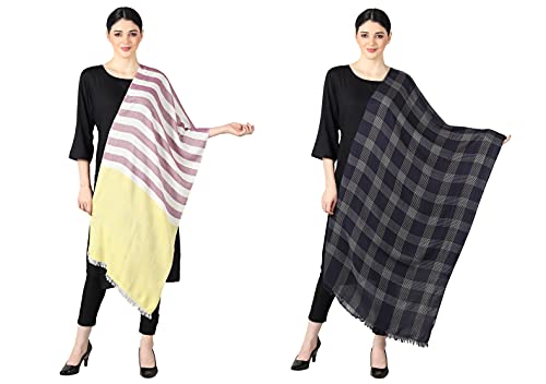 Image of Flyer Women's stole /scarf Colour- Yellow & Purple & Blue & Grey & Purple & Pink soft viscose ethnic scarves pack of 2 ST-08-ALL