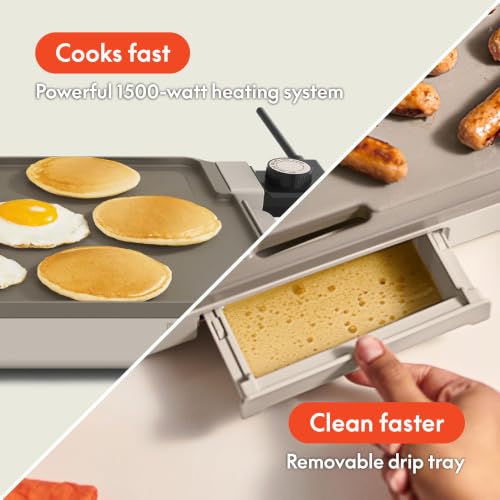 Image of bella 10 inchx20 inch Non-Toxic, Nonstick, Ceramic Griddle, Oatmilk