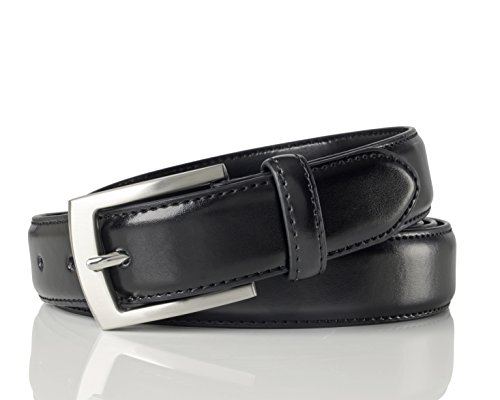 Sportoli Mens Classic Stitched Genuine Leather Uniform Belt - Black (30)3