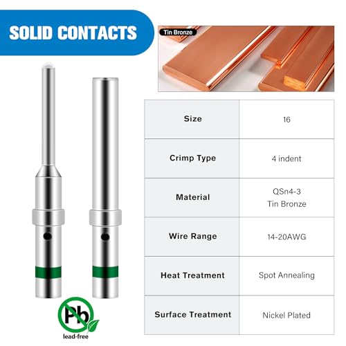 Image of Nilight 2 PIN DT Connector Kit 3 Sets Size 16 Solid Contacts | Waterproof Male Female Terminal for 14-20 AWG DT Series Connectors Car Truck Motorcycle Off-Road Vehicles Boat