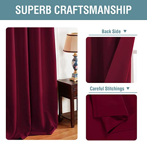 Light Blocking Blackout Curtains 96 Inches Long Window Treatment Thermal Insulated Grommet Energy Saving Curtains / Drapes For Bedroom /Living Room/Christmas Season Sale (52 X 96 Inch, Burgundy Red) #TOP2