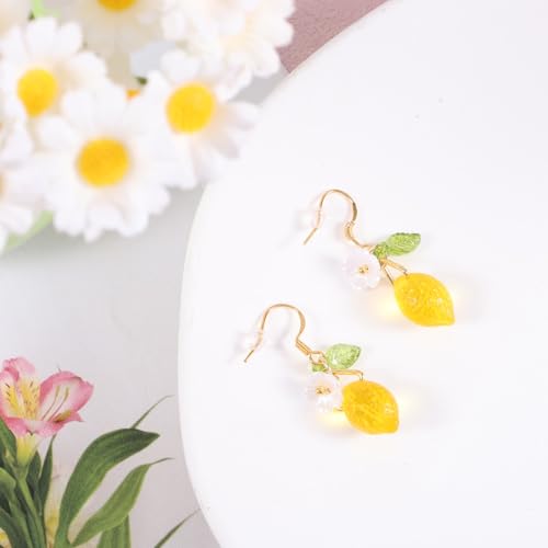 Lemon Dangle Earrings, Resin Yellow Lemon Hoop Earrings Dainty Fruit Earring Studs Jewelry Gift for Woman4