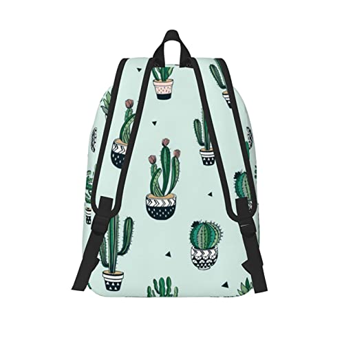 Sac à dos universitaire décontracté grand format avec motif Cactus vert