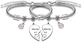SMARGO 2 Pcs Weirdo 1 Weirdo 2 Charm Best Friend Bracelets Gifts For Girls Women Birthday Christmas Graduation Friendship Jewellery