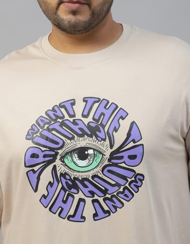 Image of Veirdo 100% Pure Cotton Oversized Fit Drop Shoulder Aesthetic Front Chest Typo Graphic Printed T-Shirt for Men (Sizes : 2XL to 5XL)
