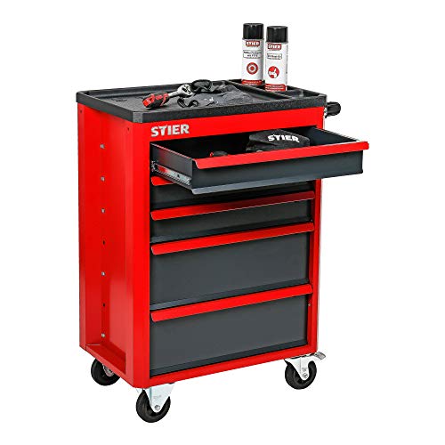 STIER Werkstattwagen Basic+, Montagewagen mit Kunststoffabdeckung, unbestückt - leer, Werkzeugwagen, Max. Belastung 185 kg – Bild 7