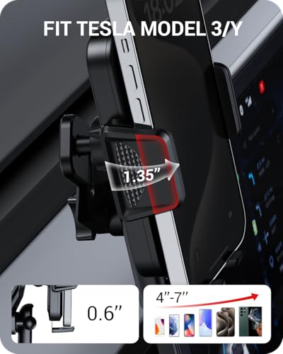 Image of BASENOR 2025 2026 Tesla Model Y 3 Phone Mount Holder Strong Adhesion 360 Adjustable Cell Phone Holder Stand Tesla Model Y Juniper Tesla Model 3 Highland Interior Accessories Fit for iPhone & Android