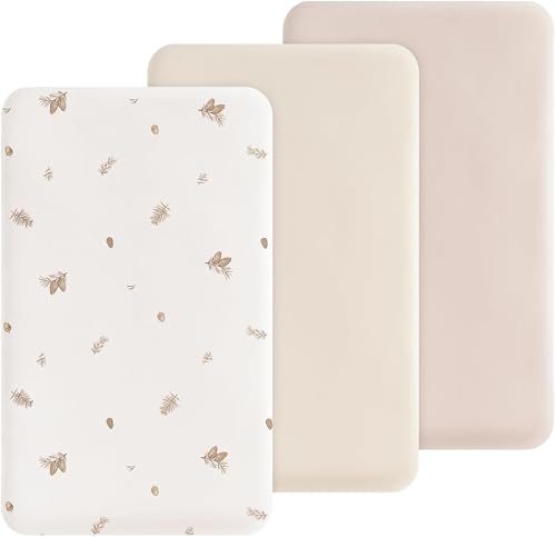 Susurration Baby Spannbettlaken 60x120 cm Atmungsaktiv Mikrofaser Baby Bettlaken 3Pack für Beistellbett Babybetten Kinderbett (Kleine Tannenzapfen)