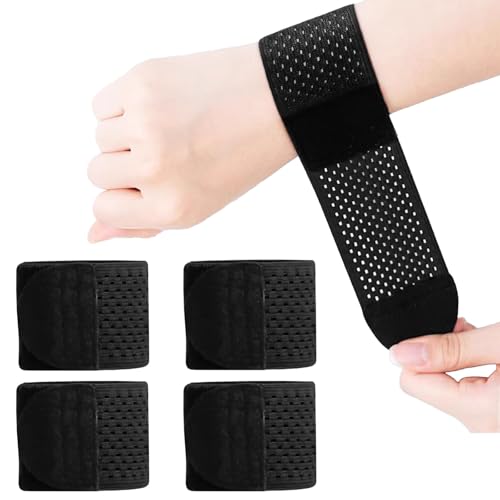 DMNQ 4 StüCk Handgelenk Bandagen Handgelenkbandage Bandage Handgelenk Handbandage Handgelenk Bandage Atmungsaktiv Und Verstellbar,SchweißAbsorbierend Und Hautfreundlich,Lindert Schmerzen(Schwarz)
