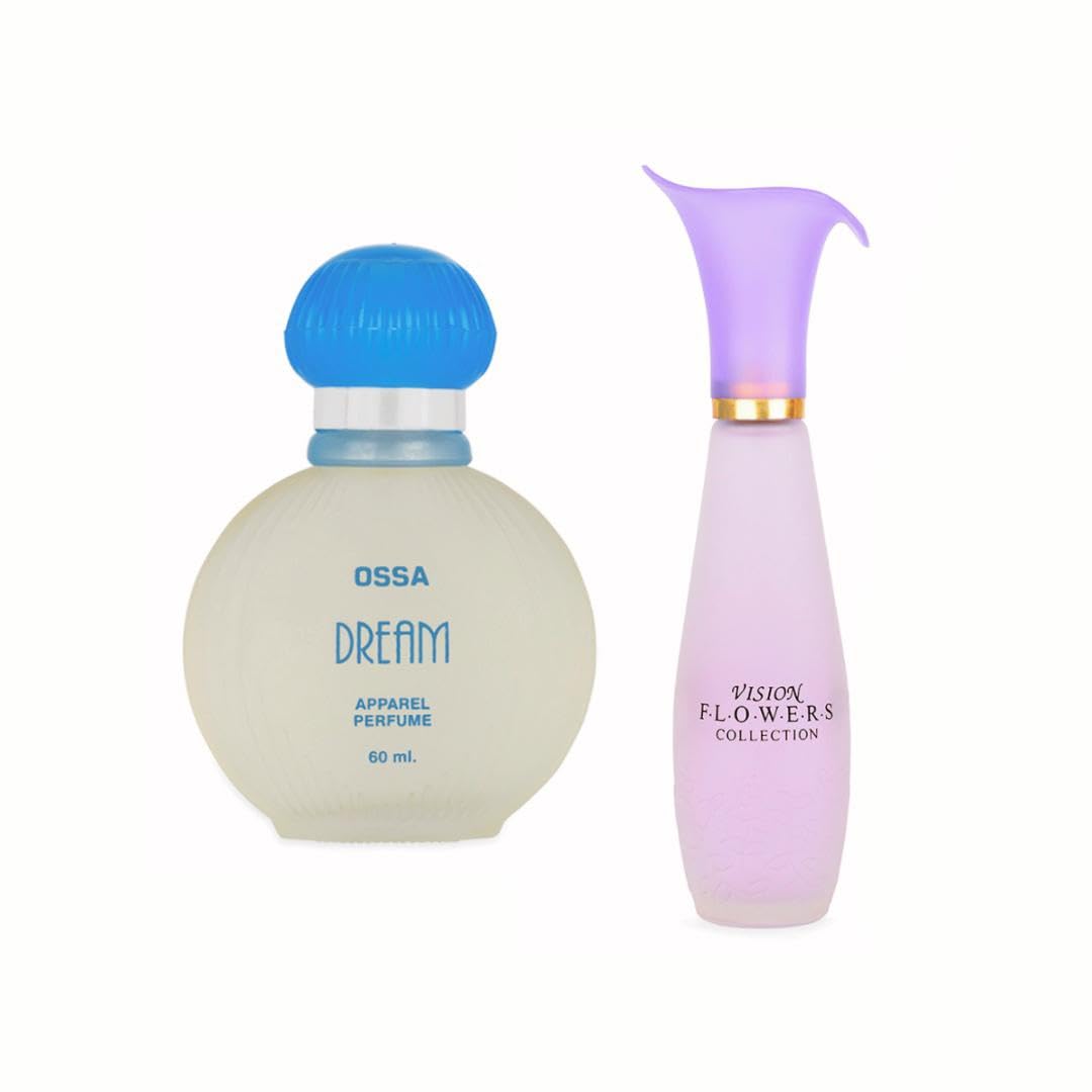 Ossa Dream Collection Eau De Parfum 60ml And Vision Flowers Eau De Parfum 60ml | Premium Perfume Combo For Men & Women | Long Lasting Fragrance (Pack of 2)