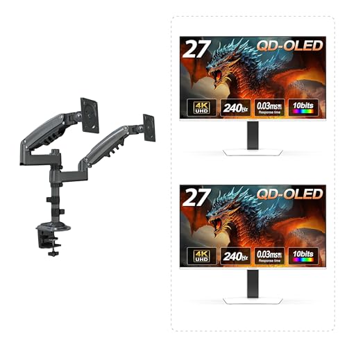 Image of INNOCN Dual Monitors with Arm - 2 x 27 3840 x 2160P 240Hz 4K QD-OLED PC Gaming Monitors + 1 x Dual Monitor Arm