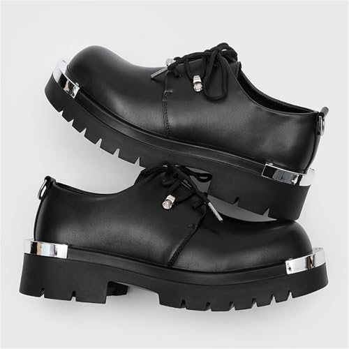 Men's Leather Lace Up Chunky Platform Dress Oxfords Shoes with Metal Plate Non Slip Heightening Round Toe Comfortable Derby Shoes for Formal Office Party Wedding Business3