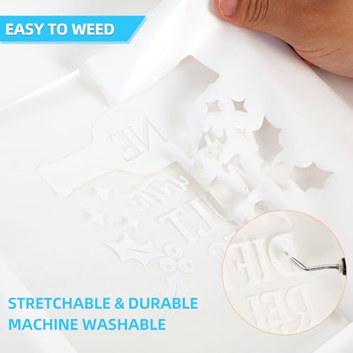 Image of Guangyintong White HTV Heat Transfer Vinyl Rolls, 12 inch X 100ft Iron on Vinyl PVC Adhesive for T-Shirt, Easy to Cut & Weed for DIY Design