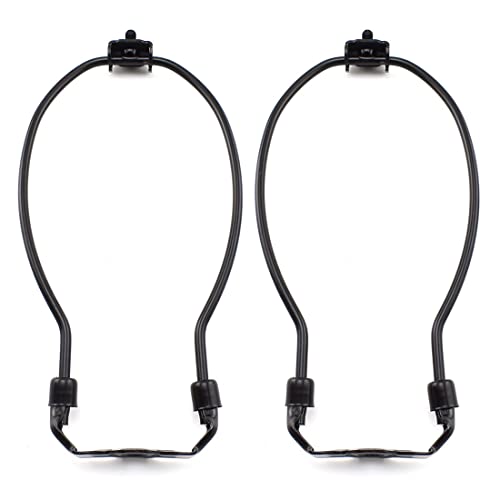 MARRTEUM 11-Inch Lamp Harp Holder Fitter Heavy Duty Lampshade Support Frame with Saddle Base [2set Black]