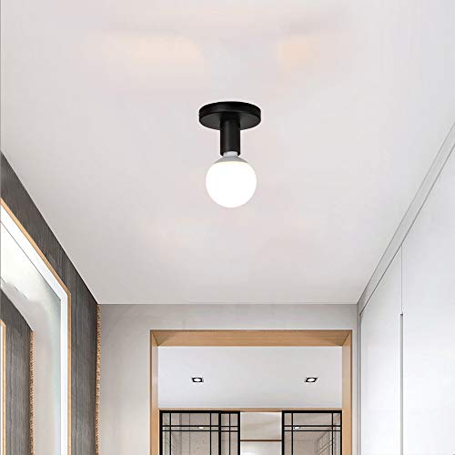 ChaoZan Modern Simple Ceiling Light Semi Flush Mount Light Fitting, E27 Lamp Holder Metal Ceiling Fitting, Living Room Kid Room Small Fixture bedrooms Dining corridors Kitchens Restaurant(Black)