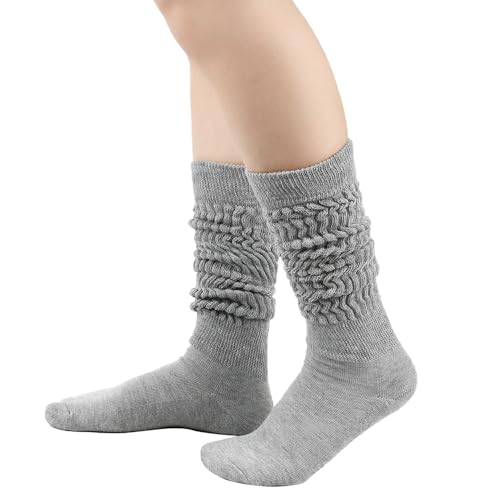 Image of 3 Pairs Slouch Socks for Women, Soft Extra Long Scrunchy Knee High Sock, Unisex Tube Socks Scrunch Socks Football Socks