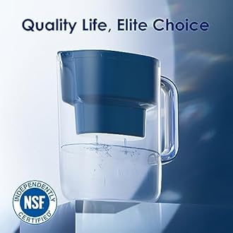 Waterdrop Water Filter Pitcher, 200-Gallon Long-Life, 10-Cup Large Water Filter Pitcher, Improved Coffee & Tea Taste, NSF Certified, 5X Times Lifetime, Reduces PFOA/PFOS, Chlorine, Classic Blue