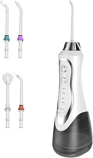 ACCTENIK Irrigador Oral Clearpik Portable Limpeza Profunda, Irrigadores e Fios Dentais Elétricos, USB Recarregável, Capacidade de 300ml, IPX7 À PROVA D'ÁGUA (Branco)