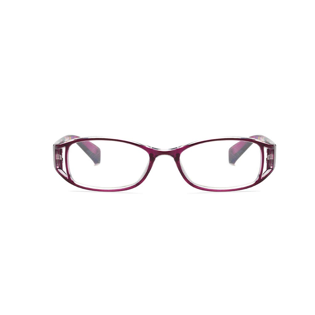 Wygodne damskie okulary do czytania, modne damskie prostokątne oprawki do okularów, okulary blokujące niebieskie światło (3 szt.) (Color : Purple, Size : 2)