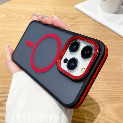 Étui de charge sans fil magnétique translucide iPhone 15 Pro coque dure antichoc rouge