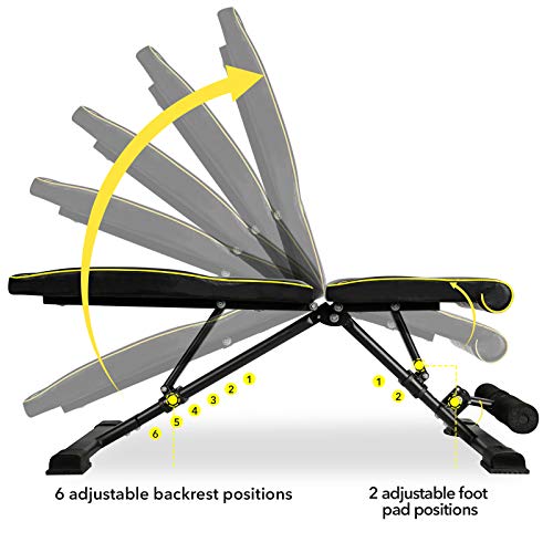 TELESPORT Adjustable Bench, Multi-Purpose Strength Training Bench for Full Body Exercise, Foldable Bench for Home Gym, 600LBS Weight Capacity
