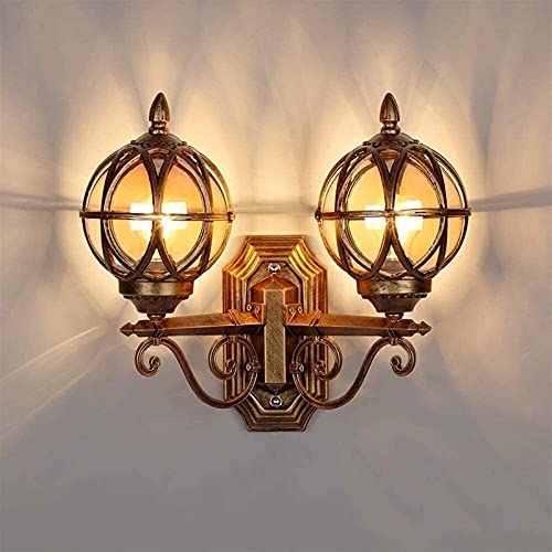 Applique murale sphérique extérieure E27 luminaire étanche double tête bronze