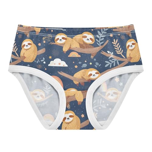 Wusikd Cute Sloths Girls' Underwear Cotton Rainbows Stars Girls Briefs Soft Toddler Underwear 2T