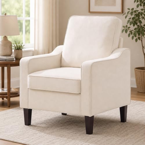 Weture Mid-Century Accent Chair, Beige Armchair Living Room Chairs